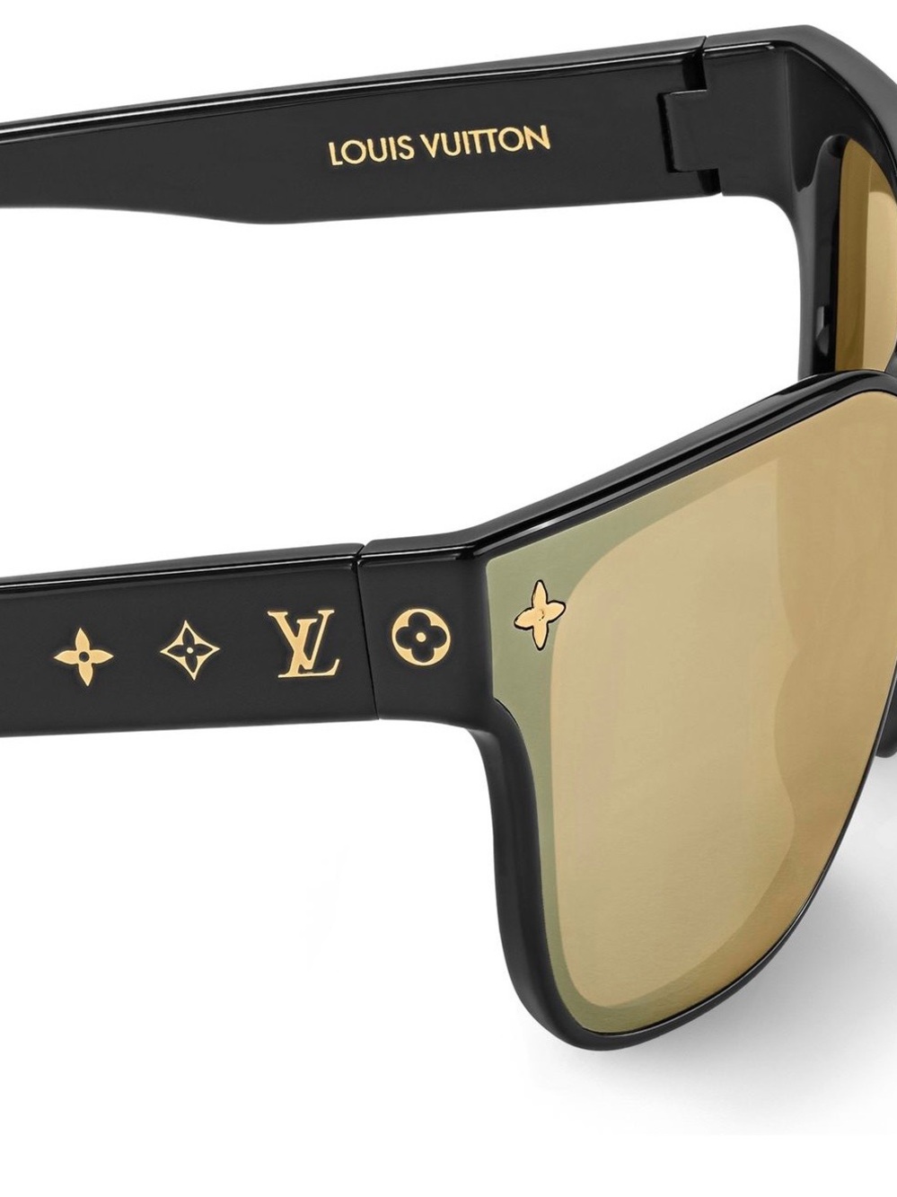 Louis Vuitton Shadow Square Sunglasses Gold Mirror Lens Black Frame - Picture 3 of 6